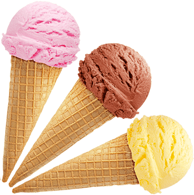 Photo of 3 ice-cream cones placed as a folding fan